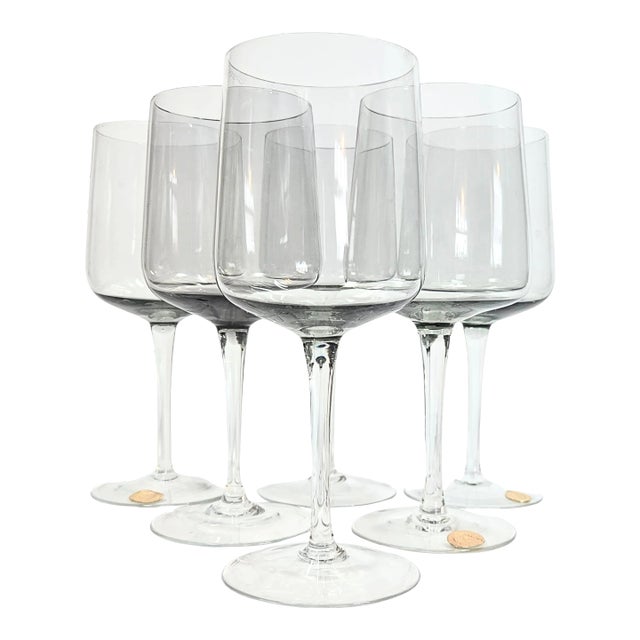 Mid-Century Gray Bohemia Goblets- Set of Six For Sale