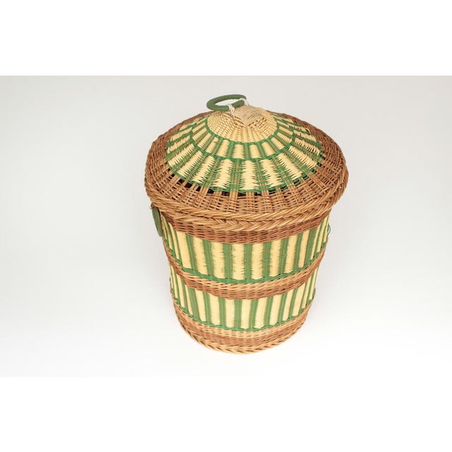 Vintage German Wicker Basket with Lid, 1950s For Sale - Image 14 of 16