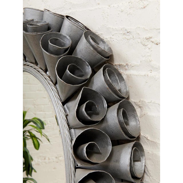 Mid 20th Century Mid 20th Century Sunburst Silver Metal Oval Mirror For Sale - Image 5 of 7