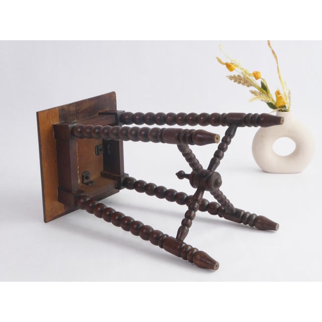 Vintage Wooden Bobbin Carved Plant Stand, 1920s For Sale - Image 6 of 8