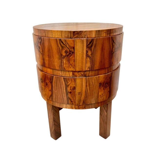 Art Deco Walnut Root Veneer Barrel Cabinet, Europe, 1930s For Sale - Image 4 of 10