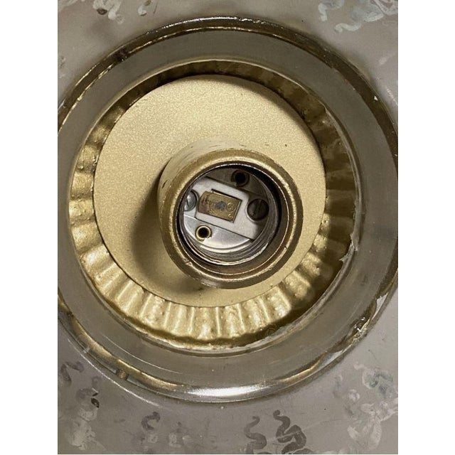 Vintage Victorian Style Brass Celling Light Flush Mount With Etched Shade For Sale - Image 4 of 8