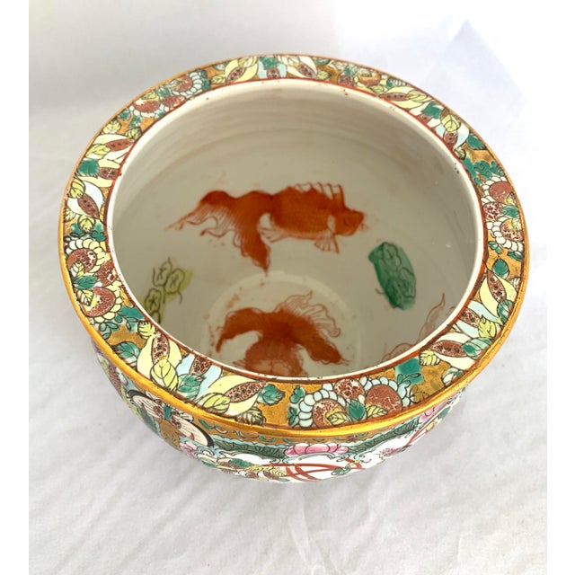Vintage Asian Fish Bowl Cachepot Medallion Rose Birds Geishas Chairish