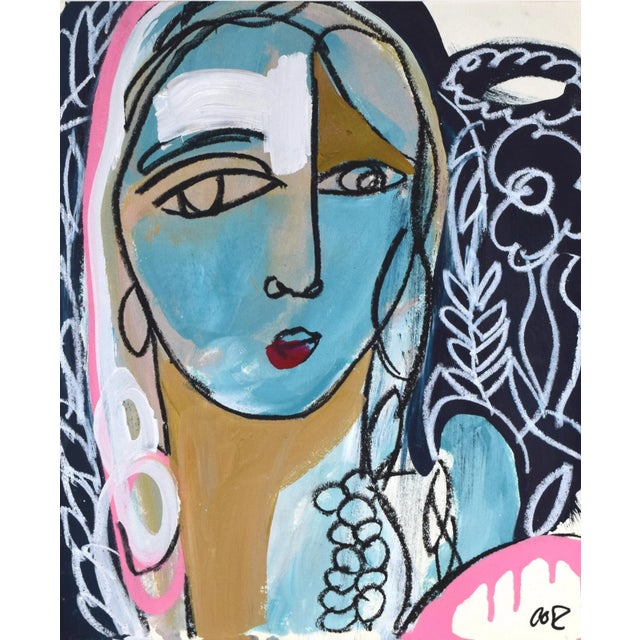 Abstract Contemporary Neoclassical Cubist Portrait Painting For Sale - Image 3 of 7