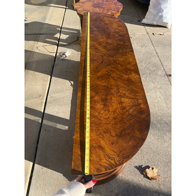 Chestnut 1960s Mid-Century Modern Lighted Curved Glass Credenza & Display Cabinet Set For Sale - Image 8 of 12