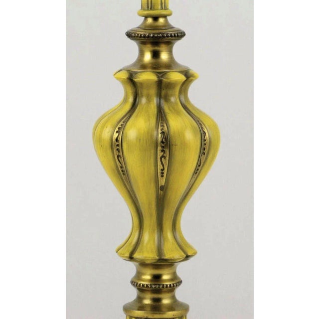 1950s Rembrandt Brass and Vintaged Saffron Yellow Table Lamps - a Pair For Sale - Image 5 of 9