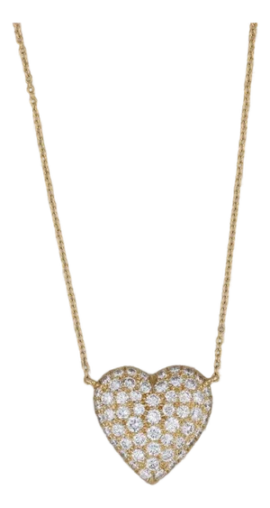 2.70ctw Diamond Heart Pendant Necklace 18k Yellow Gold 15.5" Rope Chain