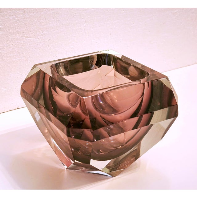 Vintage Murano Sommerso Diamond Bowl attributed to Alessandro Mandruzzato, Italy, 1970s For Sale - Image 13 of 18