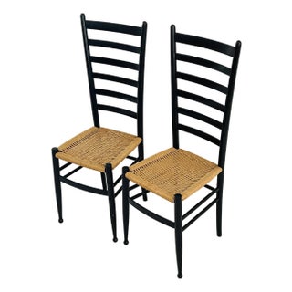 Mid 20 Th C Pair Italian Gio Ponti Style Chairs High Back Ladder For Sale