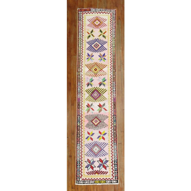 Late 20th Century Bubble Gum Pink Glittered Turkish Runner - 2'9" x 12' For Sale - Image 11 of 11