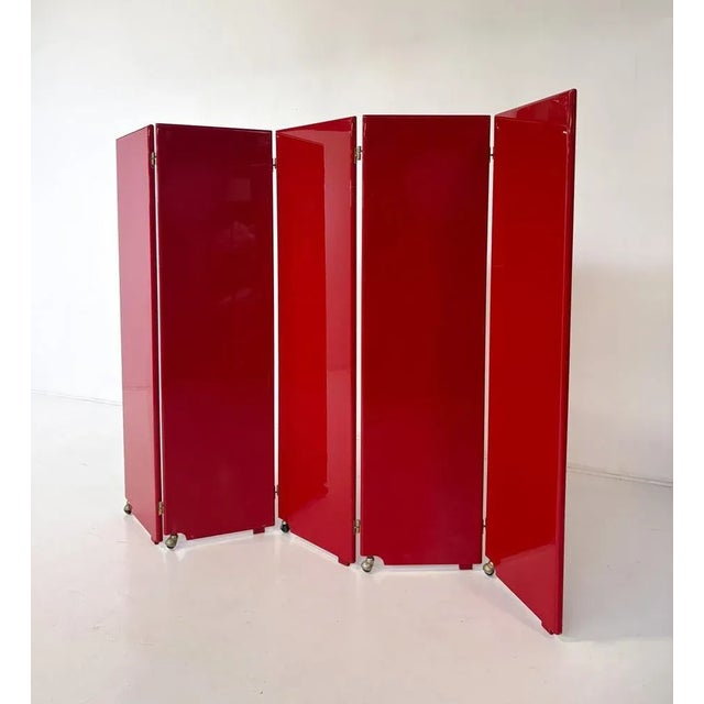 1960s Mid-Century Modern Red Lacquered Room Divider, Italy, 1960s For Sale - Image 5 of 8