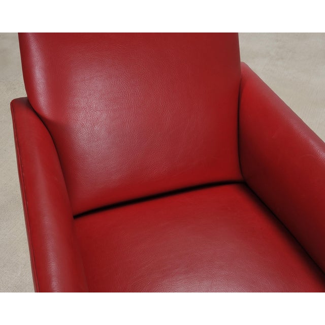 Pair of Italian Art Deco Style Red Leather Lounge Armchairs For Sale - Image 11 of 18