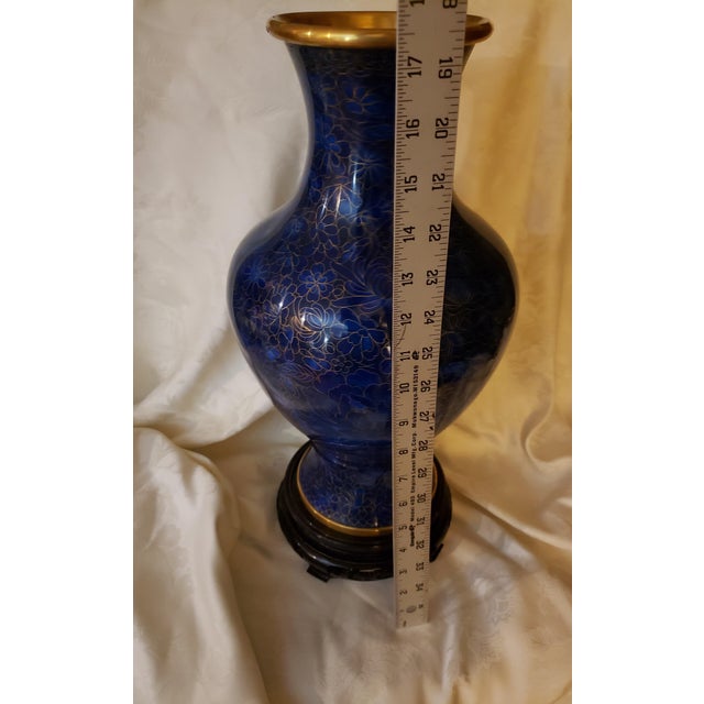 Chinese Blue Cloisonne Floral Enameled Vase 20thC. For Sale In Houston - Image 6 of 7