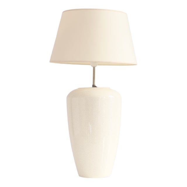 French Table Lamp in Beige Ceramic from Faiencerie de Charolles, 20th Century For Sale