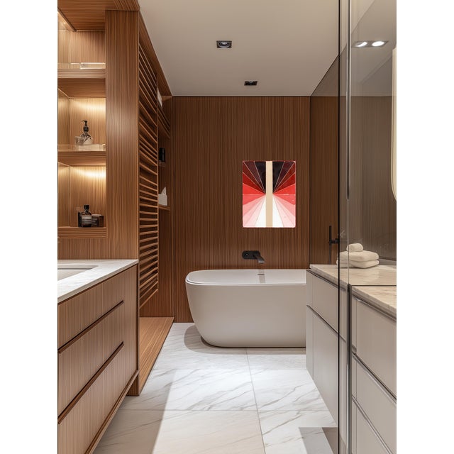 Wood Wiggle Room 24 - Modern Resin Minimalist Red Tone Gradient Abstract Original Artwork by Ricky Hunt For Sale - Image 7 of 9