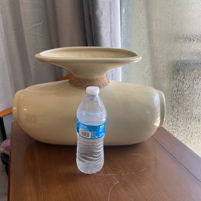 Large Oval Boho Vase With Braided Rope Neck For Sale In Dallas - Image 6 of 8
