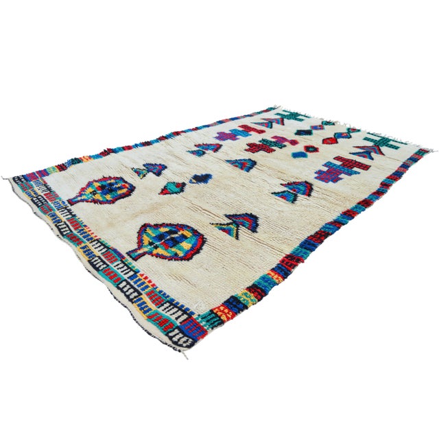 Sky Blue Mid 20th Century Vintage Moroccan Rug - 7'5'' X 4'7'' For Sale - Image 8 of 13