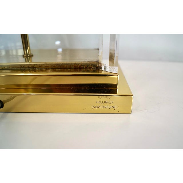 1980’s Hollywood Regency Etched Glass, Brass, & Lucite Table Lamp by Fredrick Ramond For Sale - Image 10 of 12