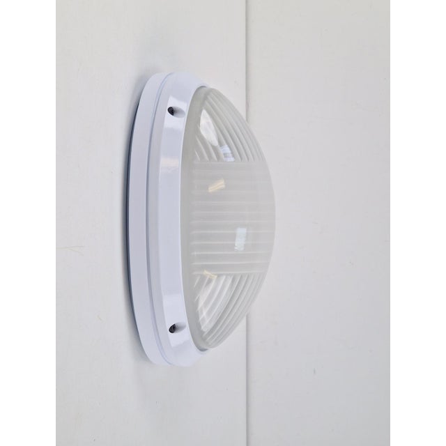 Metal Vintage White Outdoor Wall Lamp in Metal and Glass by Simes, 1980s For Sale - Image 7 of 14