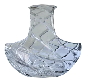Late 20th Century Diamond Cut Clear Crystal Handled Basket
