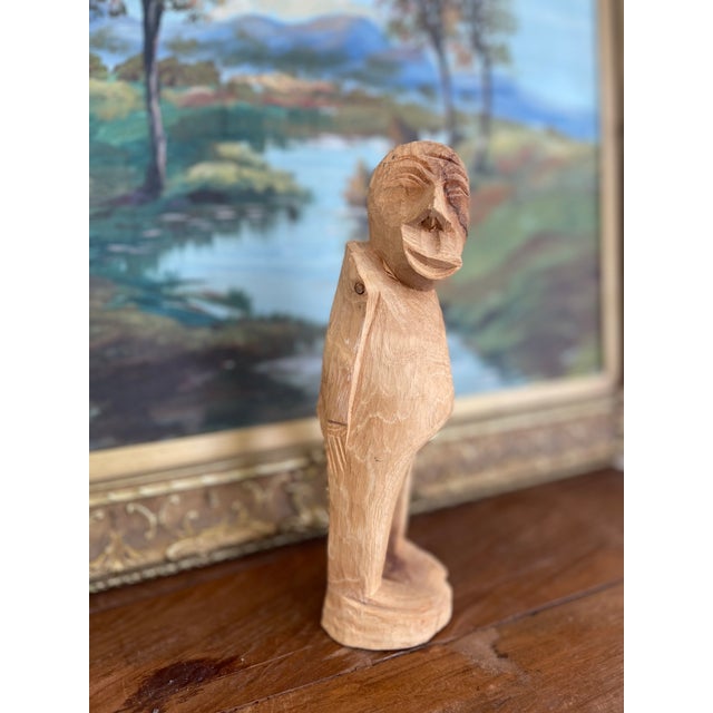 Abstract Hand-Carved Mid 20th Century Abstract Wooden Figure Sculpture in Natural Finish. For Sale - Image 3 of 10