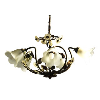 Vintage Floral Pendant Light from w.müller-münchen 1980s For Sale