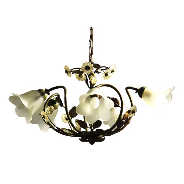 Vintage Floral Pendant Light from w.müller-münchen 1980s For Sale