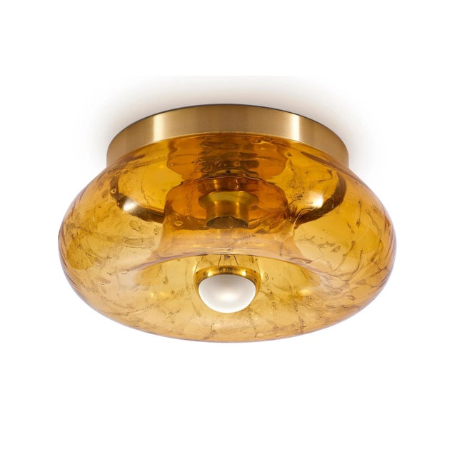 Large Amber Glass Donut Wall or Ceiling Lamp in from Doria Leuchten, Germany, 1970s For Sale - Image 3 of 9