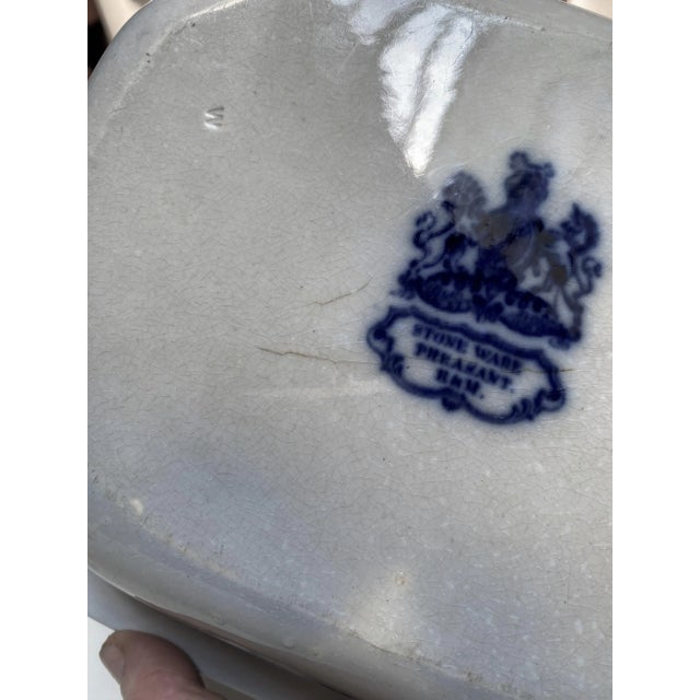 Antique R & M Dark Flow Blue Pheasant Pattern Octagonal Oval Serving Bowl For Sale - Image 11 of 12