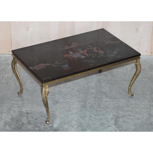 A lovely vintage hand painted and signed Chinese coffee table A very good looking and well made piece, the top is in some...