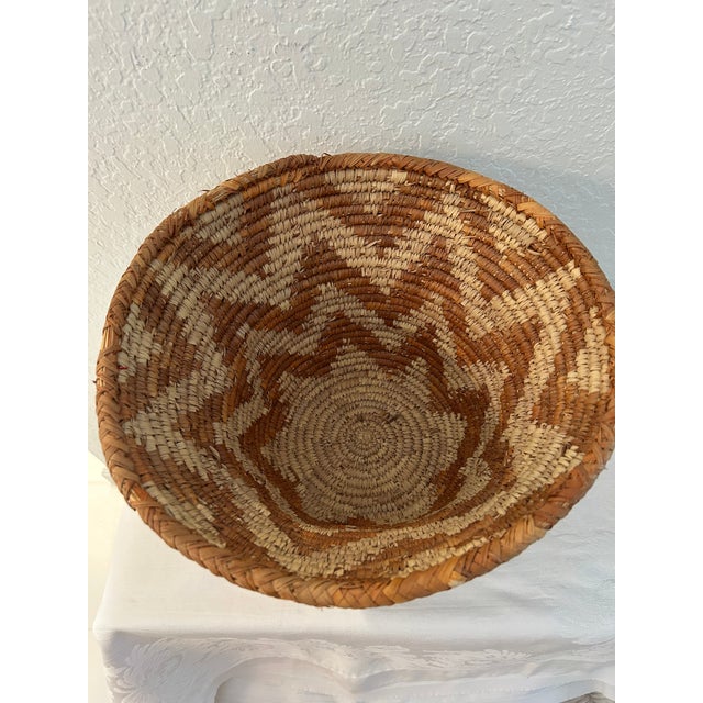 African Vintage Artisan African Earthtone Gathering Basket For Sale - Image 3 of 4