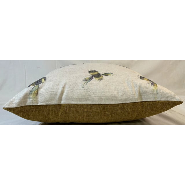 16" Square Decorative Toss Pillow Embellished With a Playful Cloud of Buzzing Bumble Bees - Made in the U K For Sale - Image 11 of 12