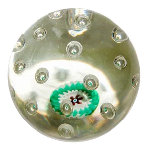Murano Glass Paper Weight Bubbles & Millefiori