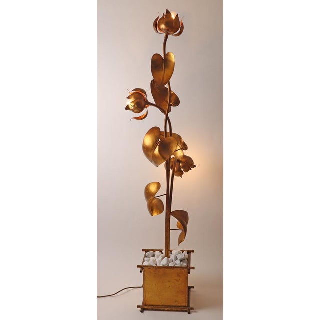 Hollywood Regency Floral Floor Lamp attributed to Hans Kögel For Sale - Image 10 of 14