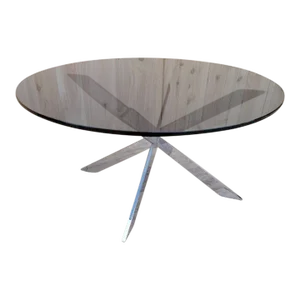 Modern Leon Rosen Pace Collection Chrome JAX-Double X Base Tinted Glass Top Coffee Table