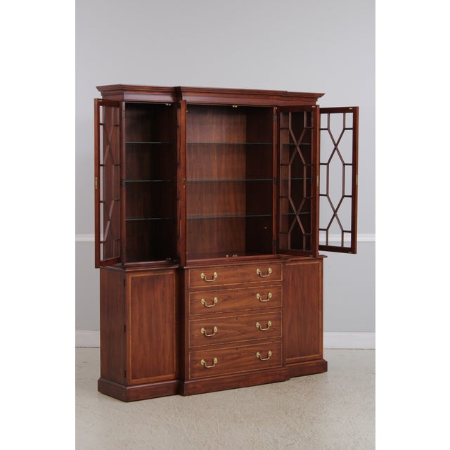 1990s Henkel Harris Model 2365 Cherry 2 Piece Breakfront For Sale - Image 5 of 18