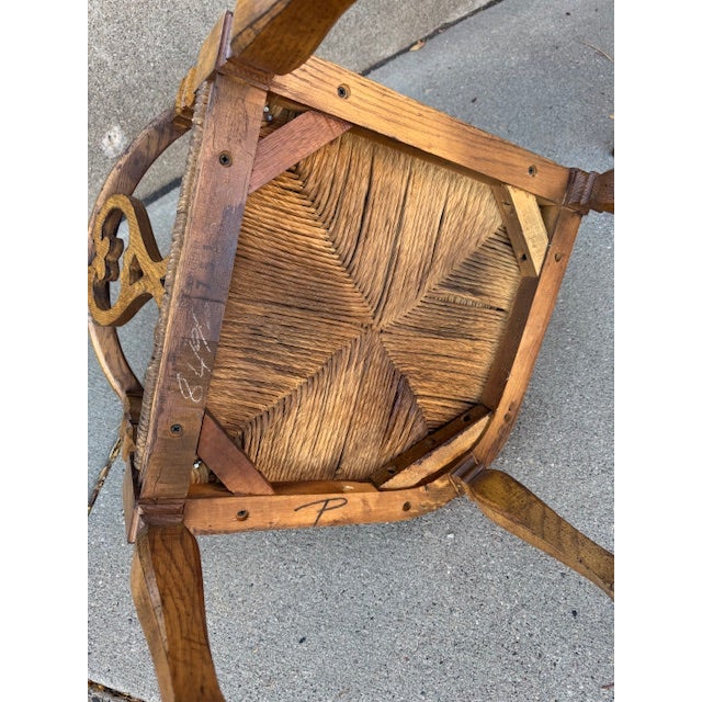 Vintage English Style Wood Corner Chair With Cane Seat For Sale - Image 11 of 11