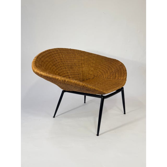 1960s Sculptural Italian Wicker Armchair For Sale - Image 5 of 9