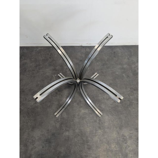 Space Age Table with Smoked Glass Top and Chrome Base, 1970s, in Very Good conditions. Designed 1970 to 1979 Up to 250V...
