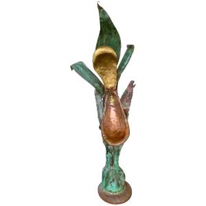 Plant Lamp Lacquered Metal Brass, France, 1970s