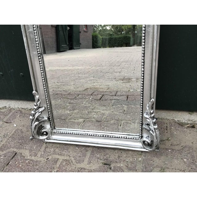 Mid-20th Italian Rococo Silver Beech Mirror Pair Full Length Floor For Sale - Image 4 of 18
