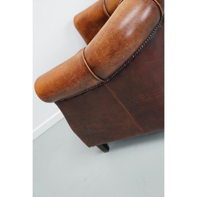 Industrial Vintage Dutch Cognac Leather Club Chair For Sale - Image 3 of 18