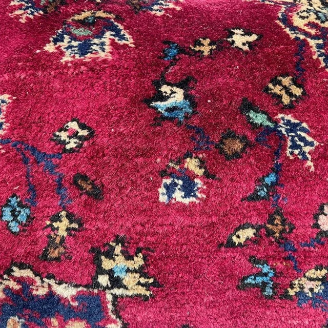Large Vintage Turkish Handmade Rug Cushion Cover For Sale - Image 10 of 11