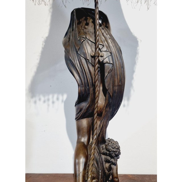 Brown Large French Art Nouveau Bronze Lamp by M. Moreau, 1890s For Sale - Image 8 of 18