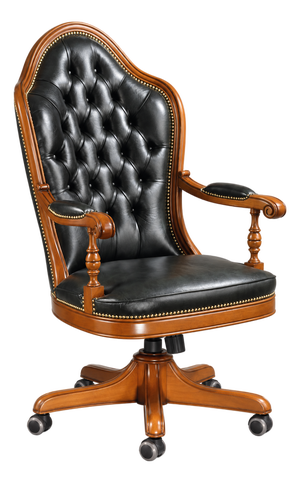 Italian Leather Tufted Executive Swivel Desk Chair