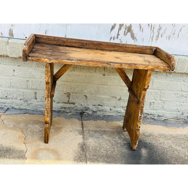 Rustic Antique Pine Bench For Sale In Charleston - Image 6 of 7
