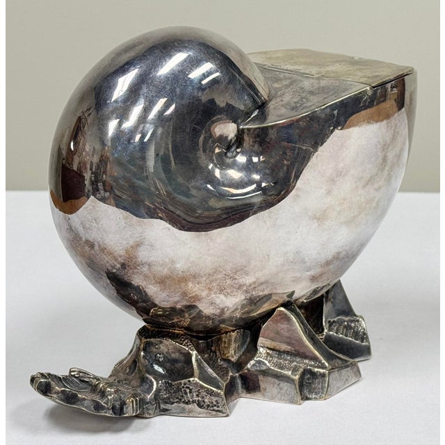 1880s English Silver Plated Nautilus Spoon Warmer For Sale - Image 9 of 11
