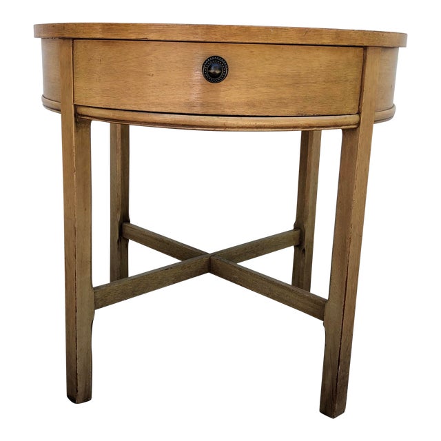 Mid Century Modern Round Blond End Table Chairish