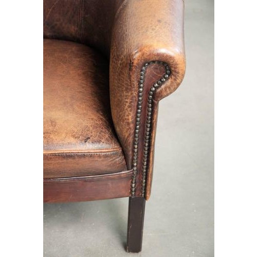 Vintage Sheepskin Club Armchair For Sale - Image 10 of 13