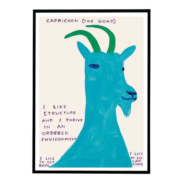 David Shrigley Capricorn Signs of the Zodiac Lithograph Poster (The Goat), 2021 For Sale